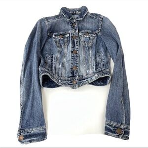 Y2K American Eagle Womens Jean Jacket Size XS Denim Blue Button Down #0155